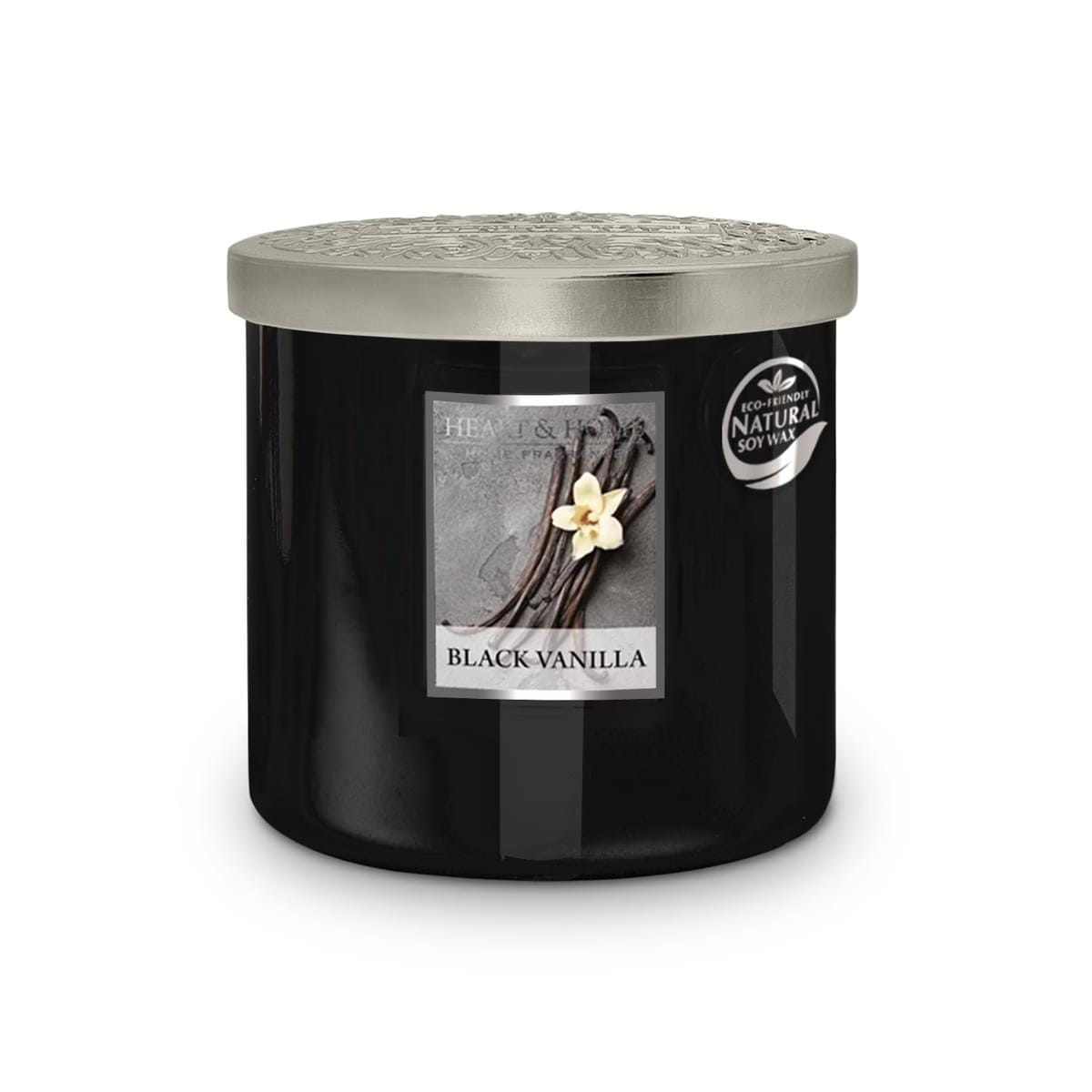 Heart & Home Black Vanilla Twin Wick Ellipse Soy Candle - 40 Hours Burn