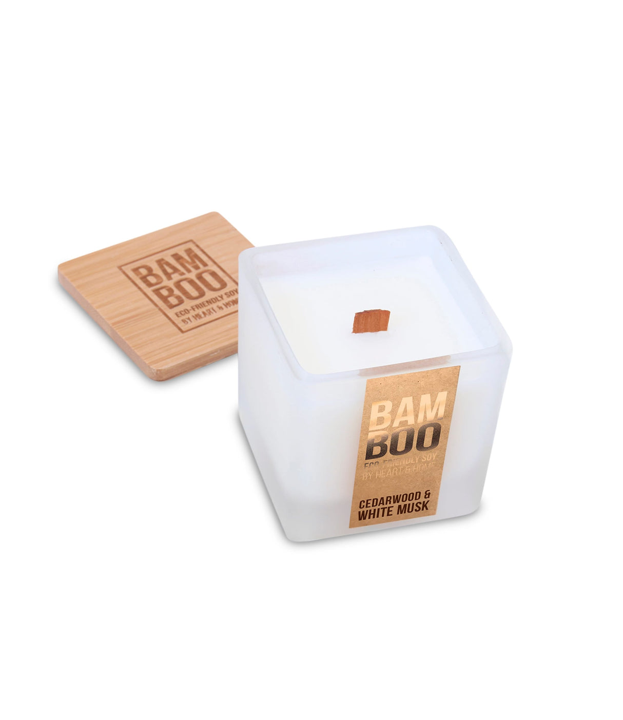 Bamboo Cedarwood & White Musk Small Soy Candle - 20 Hours Burn - Crackling Wick