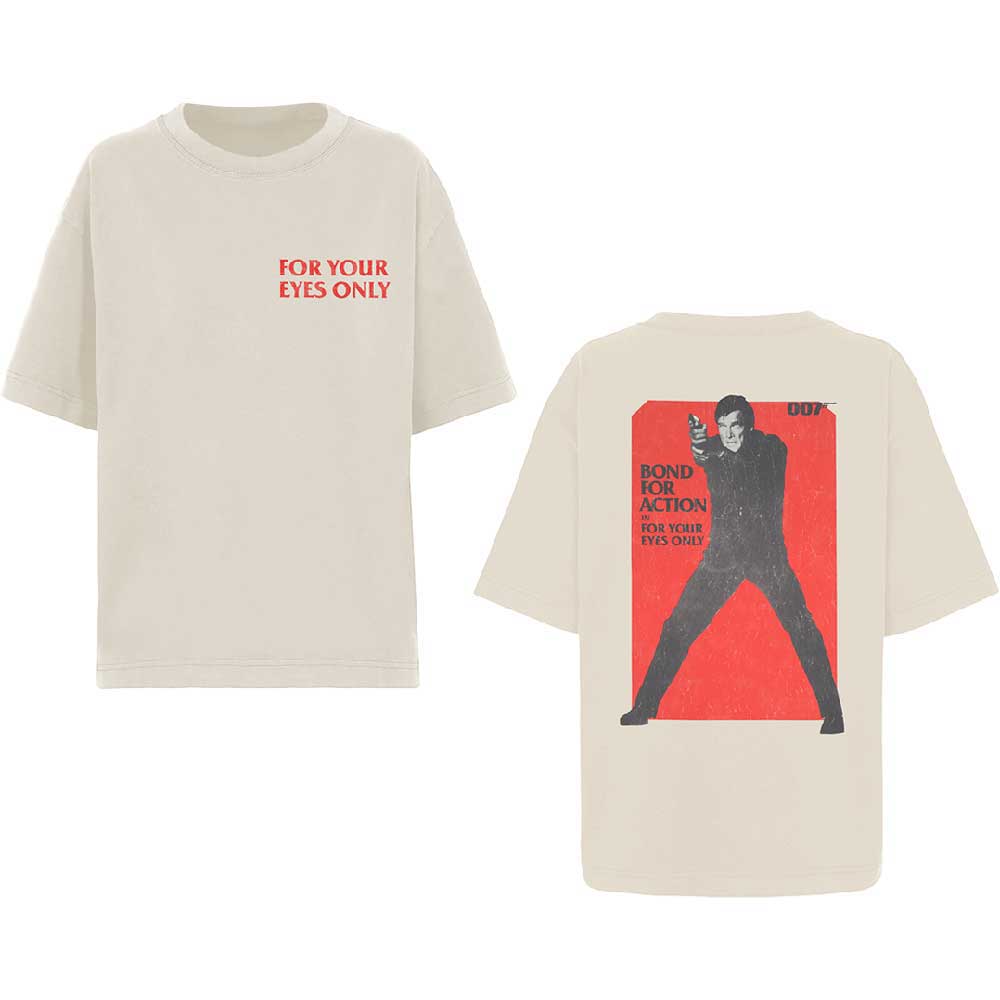 James Bond 007 Unisex T-Shirt For Your Eyes Only Bond For Action (Back Print) Natural (XXL)