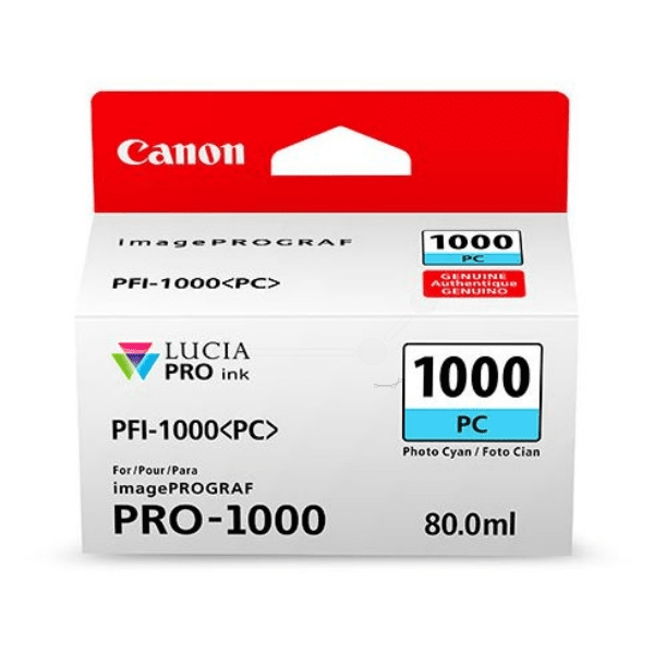 Canon PFI-1000PC Photo Cyan Ink Cartridge 80ml for imagePROGRAF Pro 1000