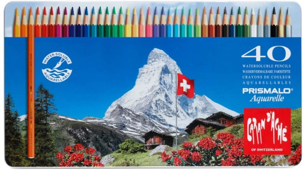 Caran D'Ache Prismalo Aquarelle Watercolour Pencils (Tin of 40)