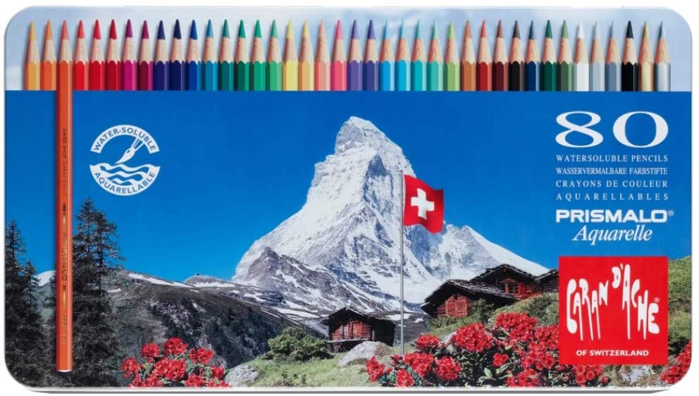Caran D'Ache Prismalo Aquarelle Watercolour Pencils (Tin of 80)