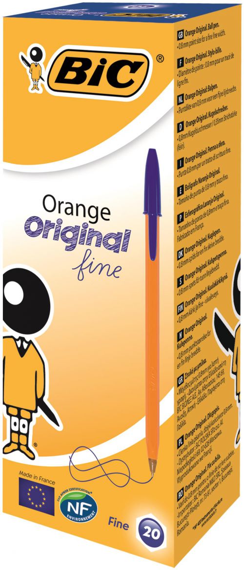 BIC Orange Ballpoint Pen 0.8mm Tip Blue (20pk)
