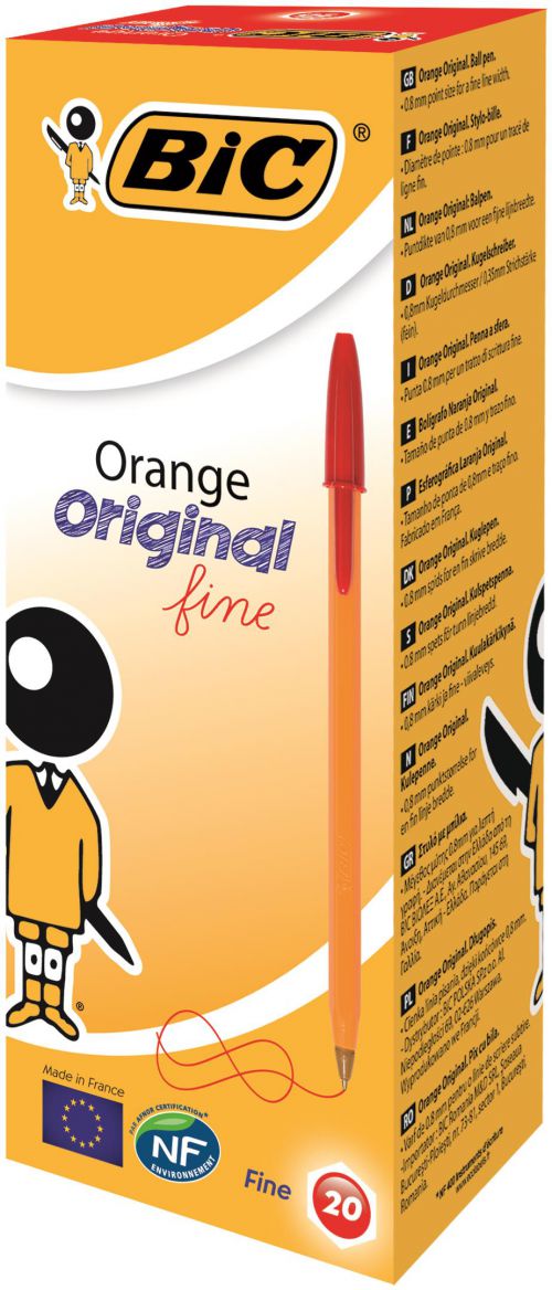 BIC Orange Ballpoint Pen 0.8mm Tip Red (20pk)