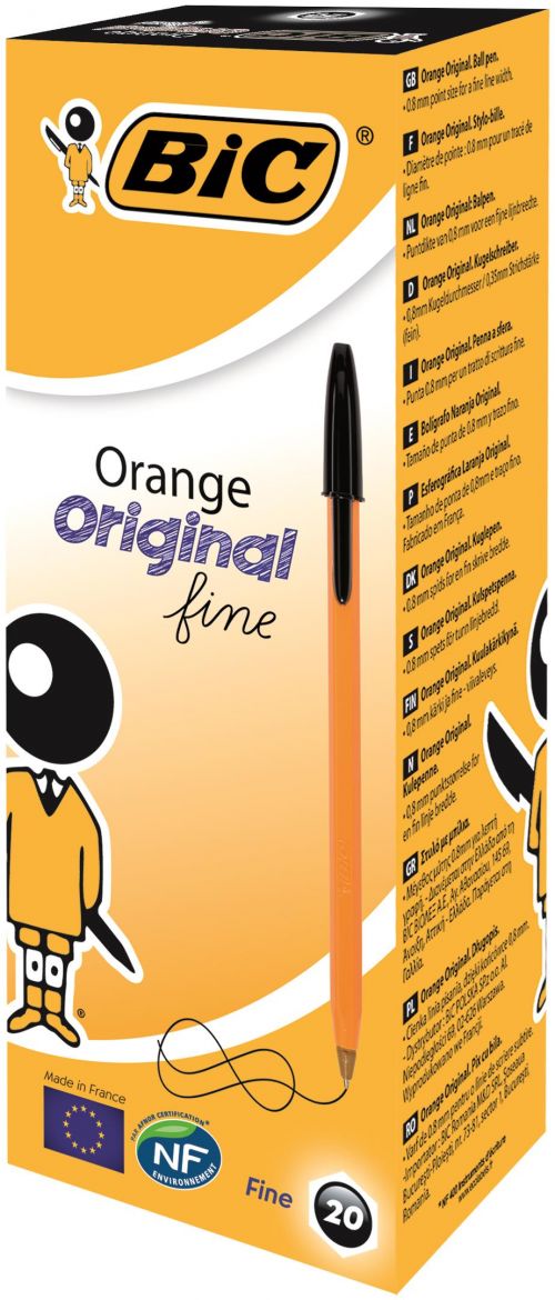 BIC Orange Ballpoint Pen 0.8mm Tip Black (20pk)