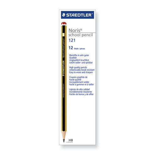 Staedtler Noris 121-2B Yellow/Black Graphite Pencil 2B (12pk)