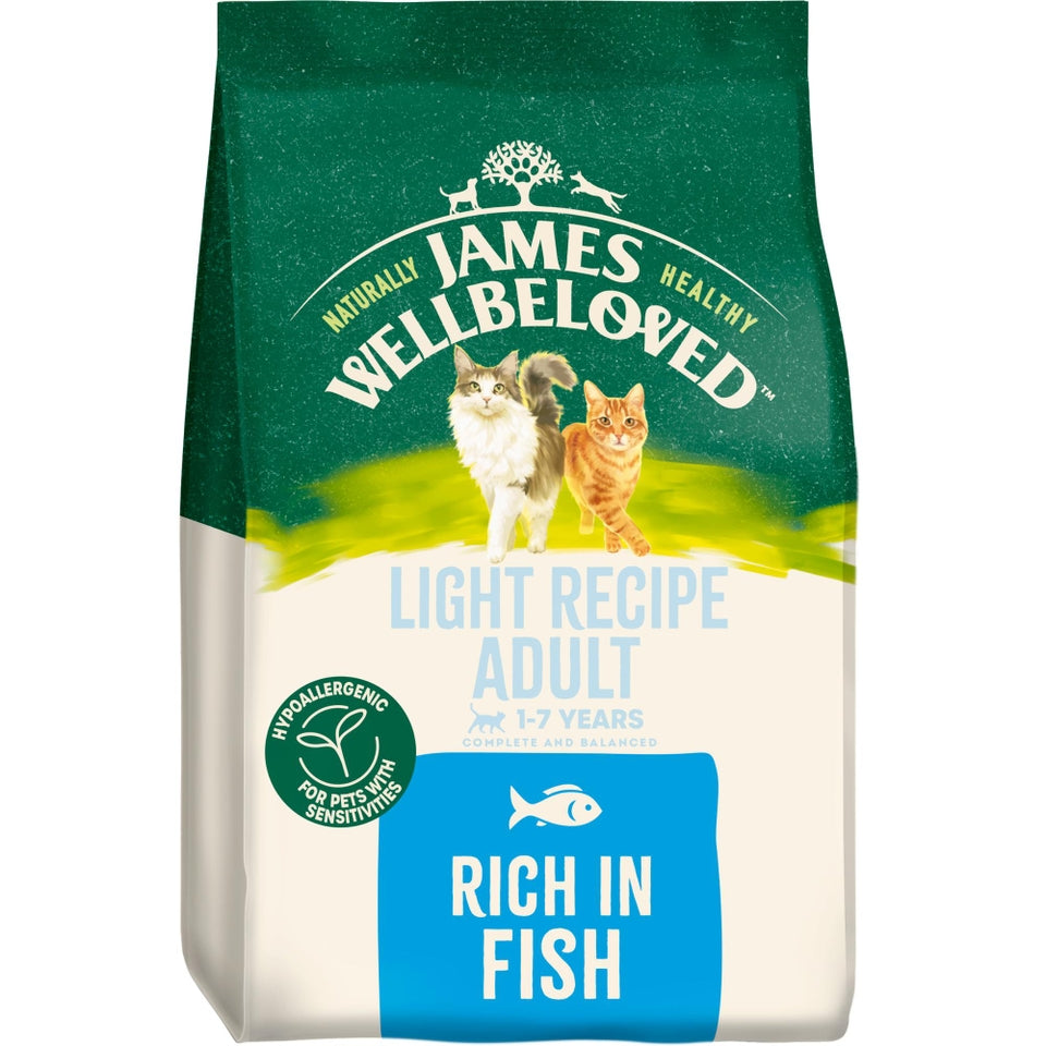 James Wellbeloved Adult Dry Cat Food Light - Fish & Rice 4kg Bag (1-7yrs)