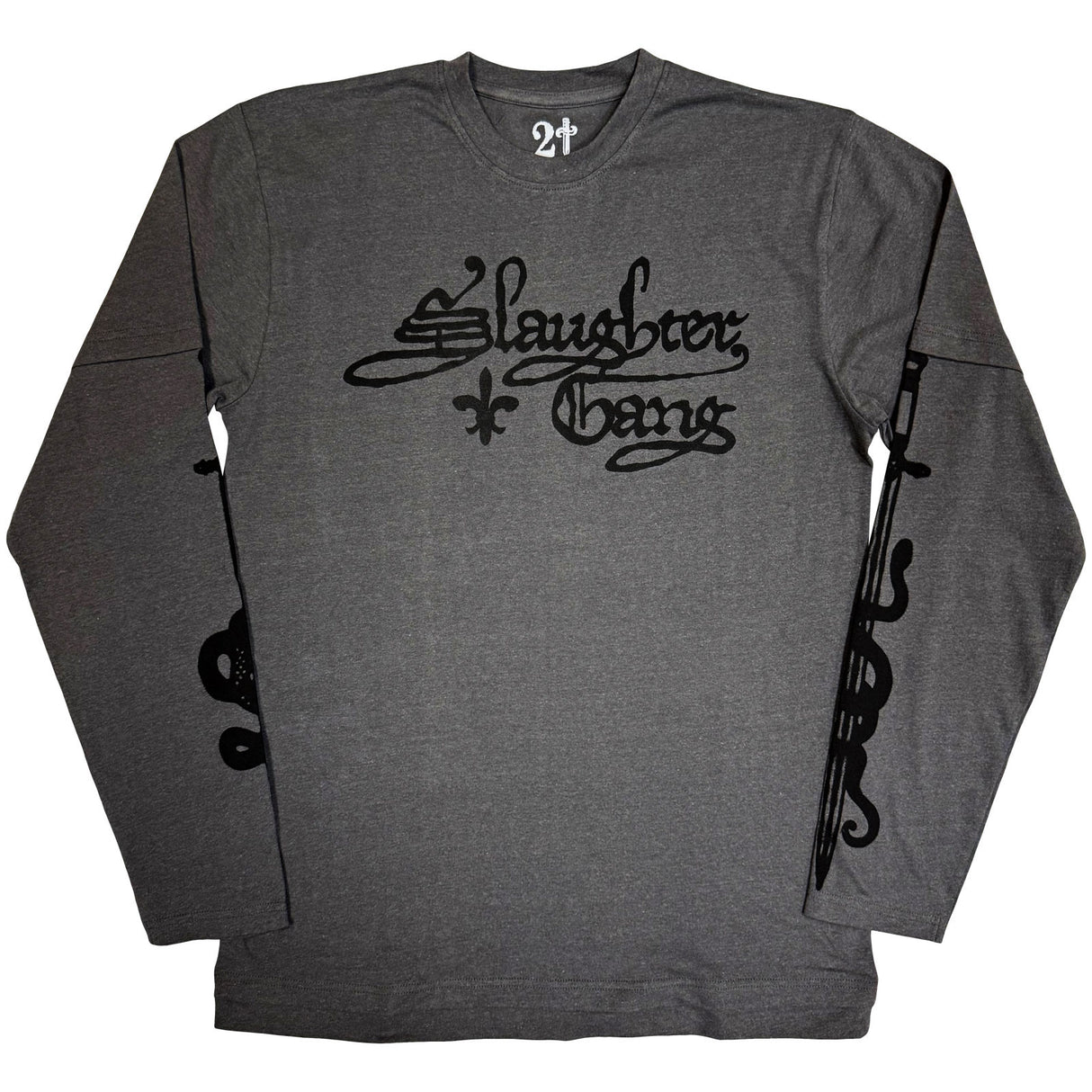 21 Savage Unisex Layered Long Sleeve T-Shirt Slaughter Gang Charcoal Grey (M)