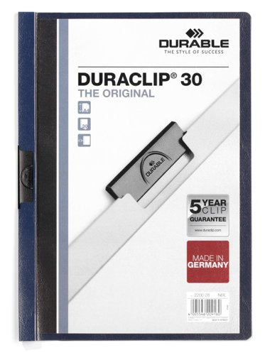 Durable DURACLIP 30 A4 Document Clip Folder Blue (25pk)