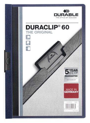 Durable DURACLIP 60 A4 Document Clip Folder Blue (25pk)