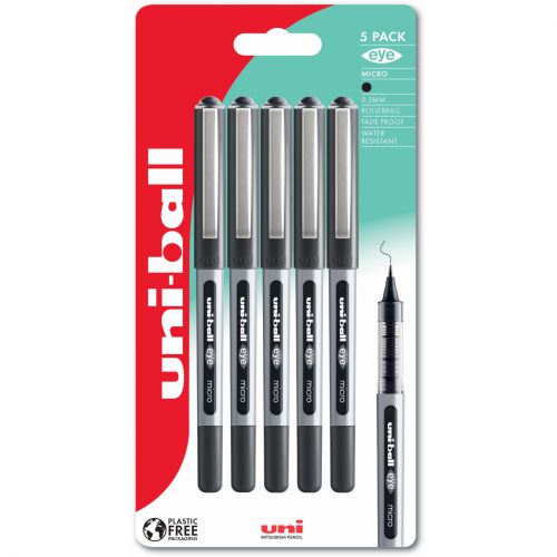 Uni-ball EYE Micro Rollerball Pen 0.5mm Black (5pk)