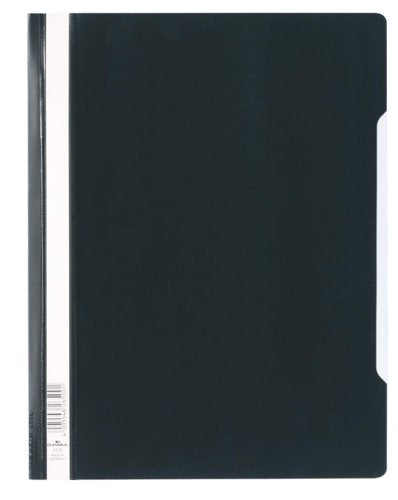 Durable Clear View Document Folder Extra Wide Format A4 Punched Black (50pk)