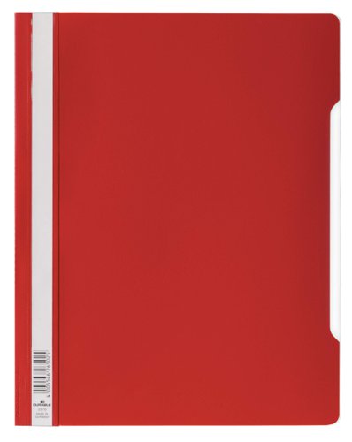 Durable Clear View Document Folder Extra Wide Format A4 Punched Red (50pk)