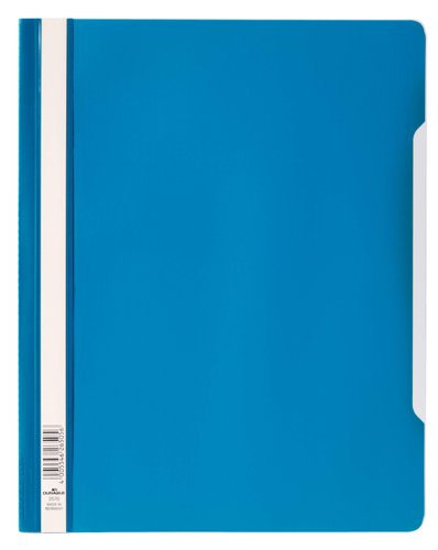 Durable Clear View Document Folder Extra Wide Format A4 Punched Blue (50pk)