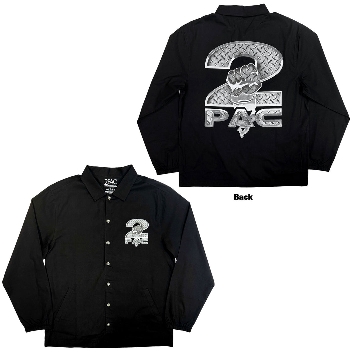 Tupac Unisex Shirt Steel Logo (Back Print) Black (S)