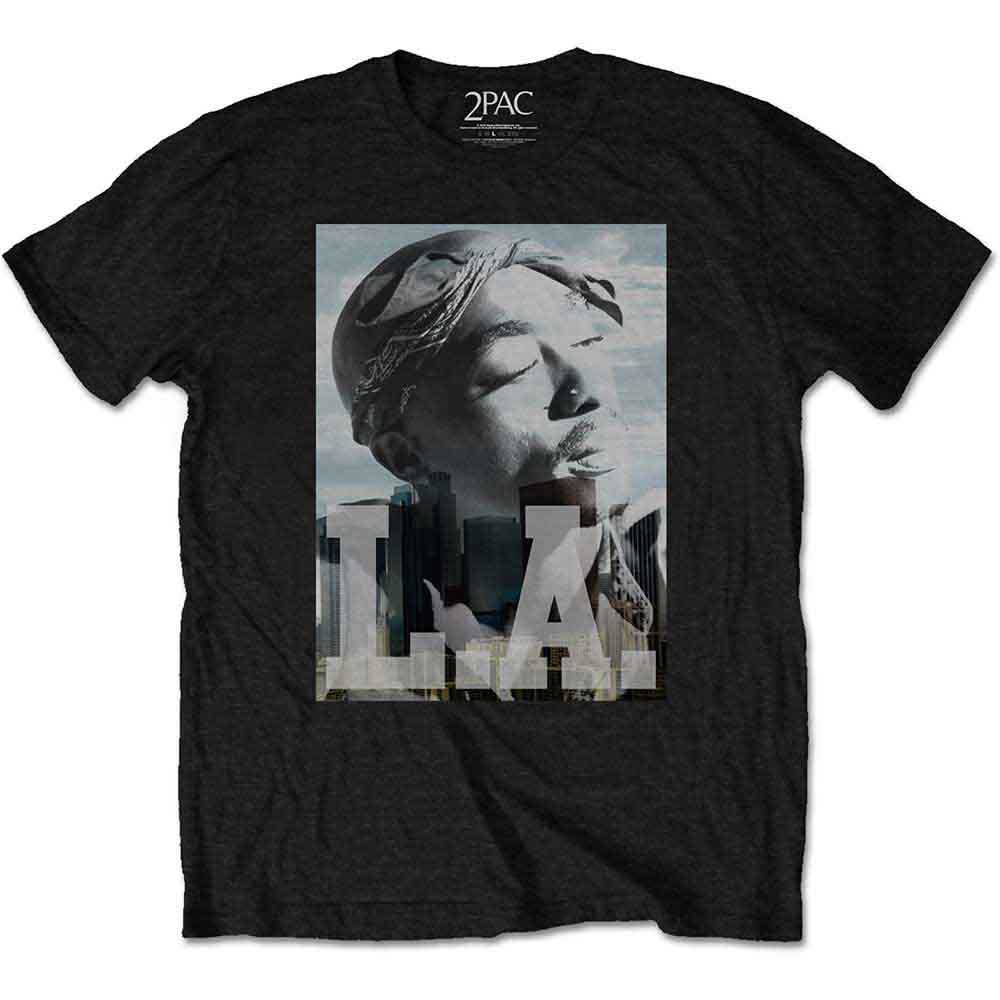 Tupac Men's T-Shirt LA Skyline Black (XXL)