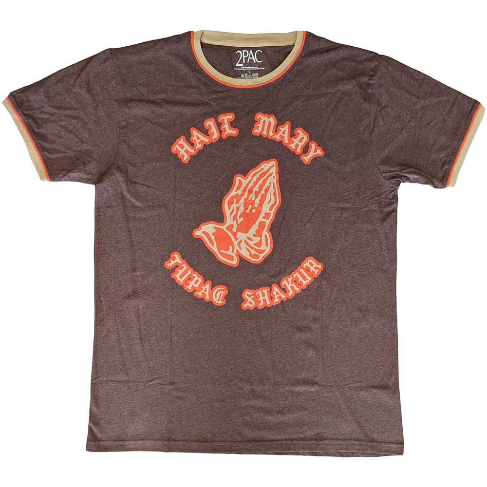 Tupac Unisex Ringer T-Shirt Hail Mary Brown (M)
