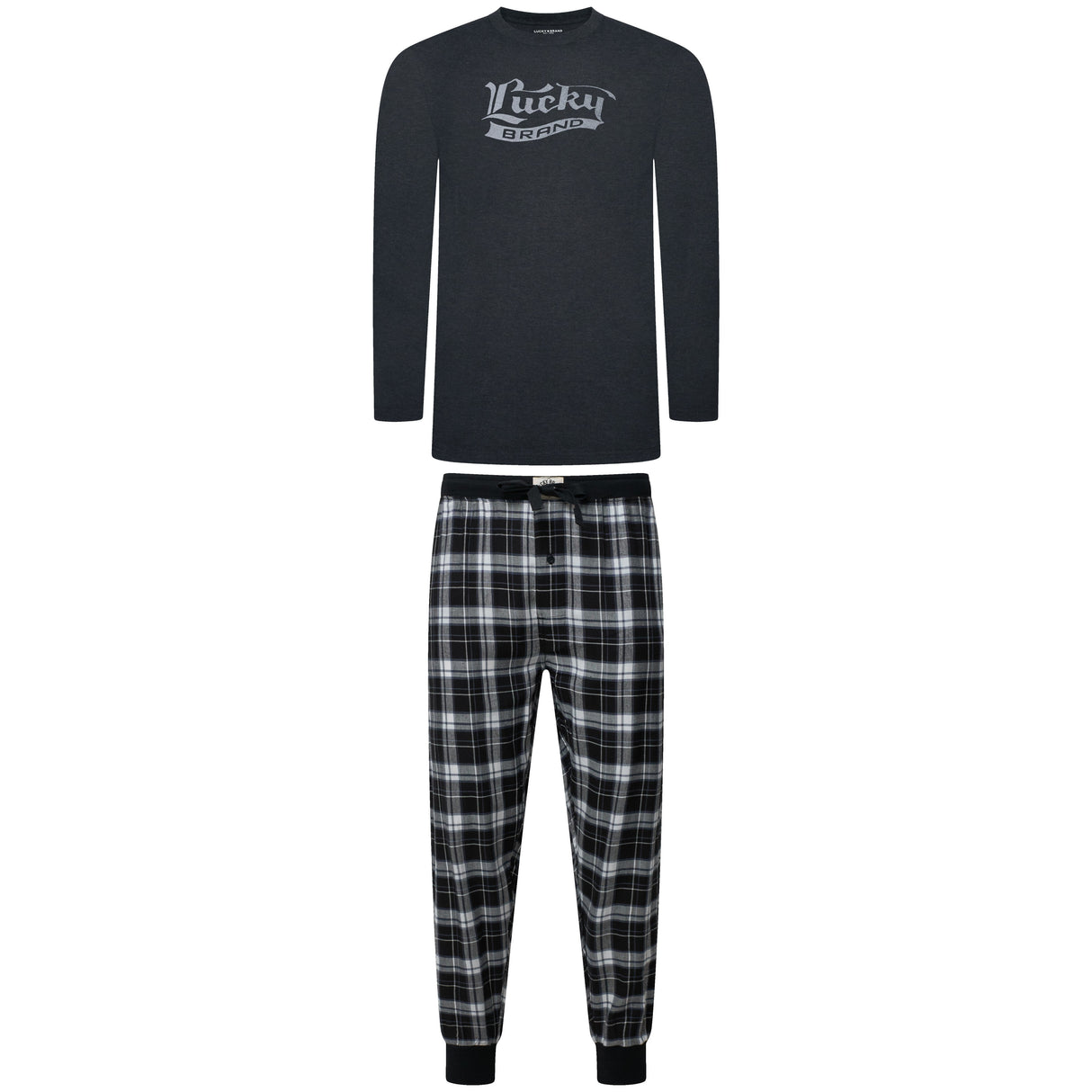 Lucky Brand Crew Neck & Closed Hem Flannel Pant Pyjama Set
