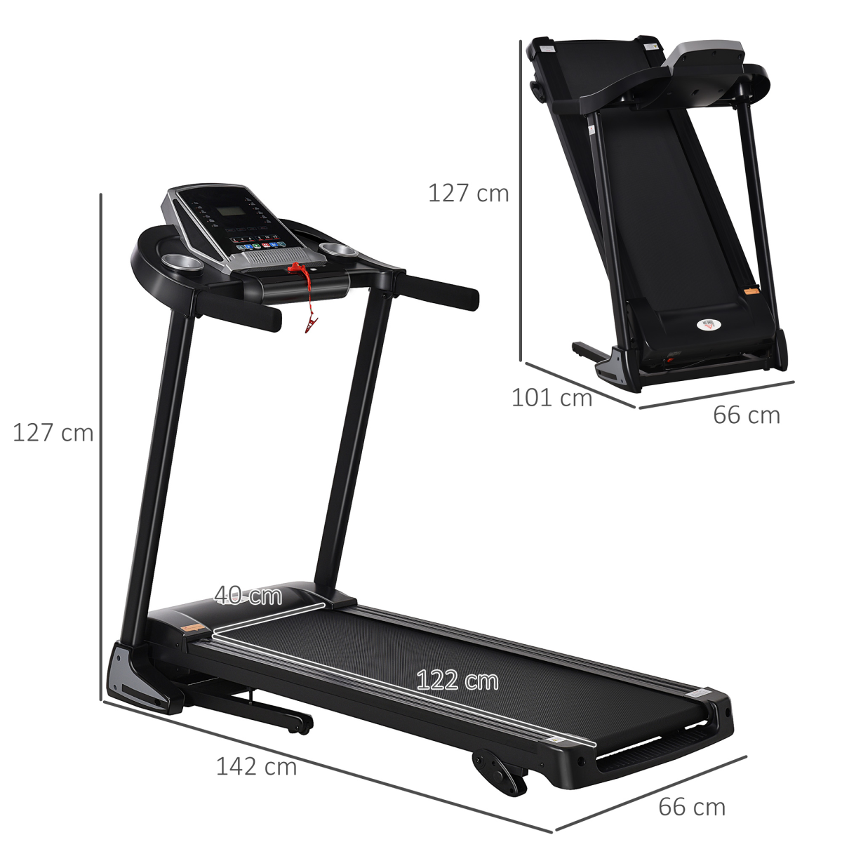 Folding 12km/h Electric Treadmill Running Machine Incline LED Display