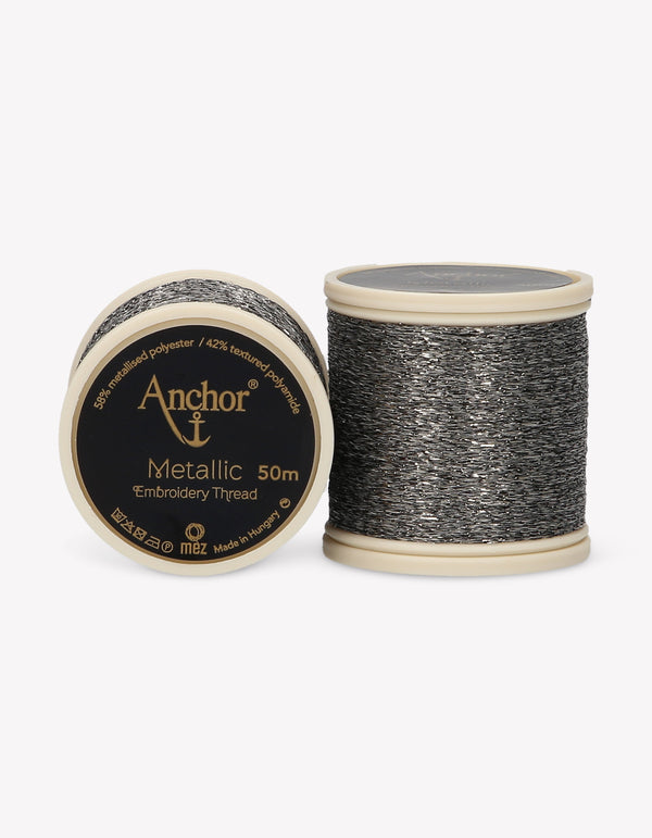 Anchor Metallic Embroidery Thread 50m - Grey (0324)