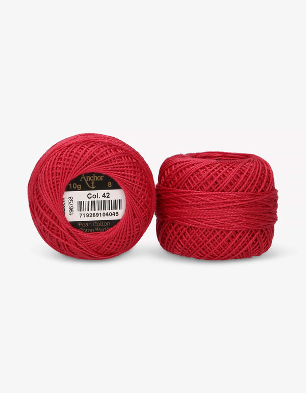 Anchor Pearl Cotton 8 Embroidery Thread 10g Ball - Red (0042)