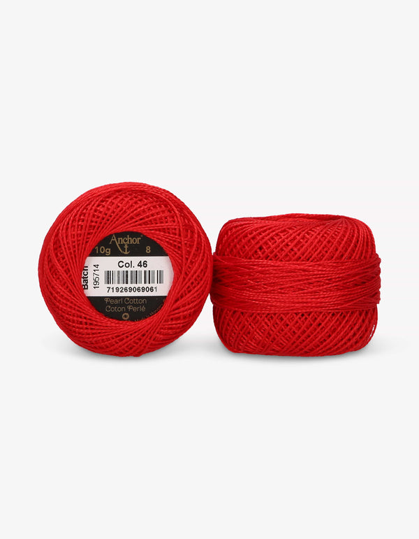 Anchor Pearl Cotton 8 Embroidery Thread 10g Ball - Red (0046)