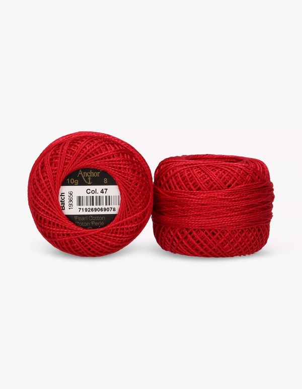 Anchor Pearl Cotton 8 Embroidery Thread 10g Ball - Red (0047)