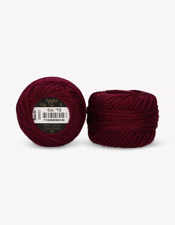 Anchor Pearl Cotton 8 Embroidery Thread 10g Ball - Red (0072)