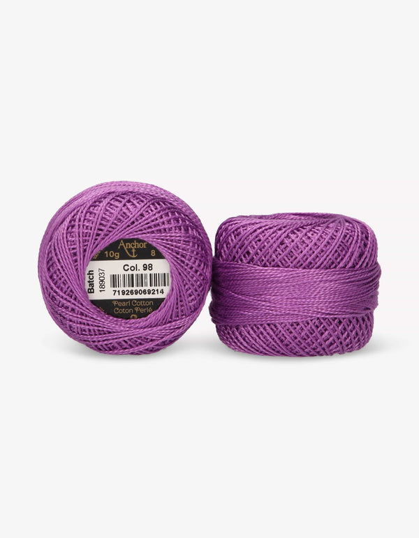 Anchor Pearl Cotton 8 Embroidery Thread 10g Ball - Purple (0098)