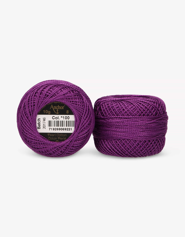 Anchor Pearl Cotton 8 Embroidery Thread 10g Ball - Purple (0100)