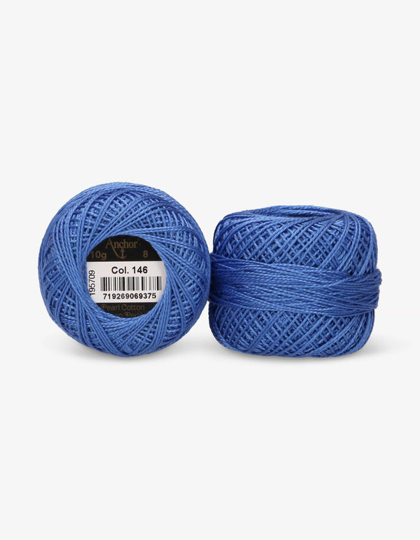 Anchor Pearl Cotton 8 Embroidery Thread 10g Ball - Blue (0146)