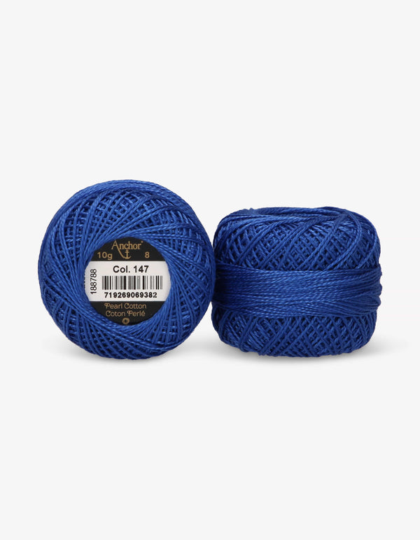 Anchor Pearl Cotton 8 Embroidery Thread 10g Ball - Blue (0147)