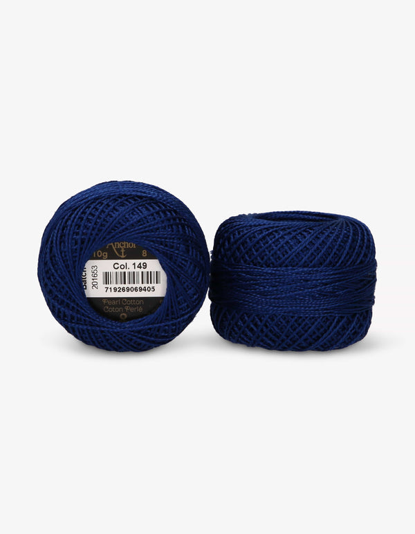 Anchor Pearl Cotton 8 Embroidery Thread 10g Ball - Blue (0148)