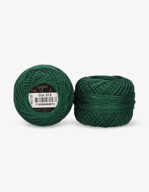 Anchor Pearl Cotton 8 Embroidery Thread 10g Ball - Green (0212)