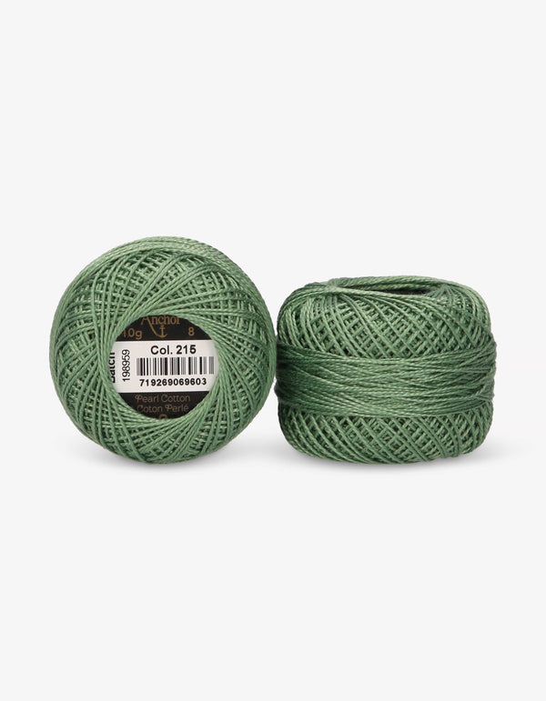 Anchor Pearl Cotton 8 Embroidery Thread 10g Ball - Green (0215)
