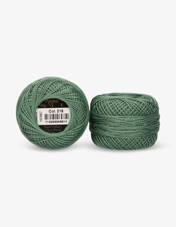 Anchor Pearl Cotton 8 Embroidery Thread 10g Ball - Green (0216)