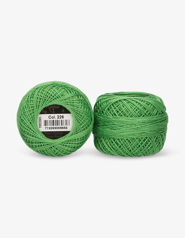 Anchor Pearl Cotton 8 Embroidery Thread 10g Ball - Green (0226)