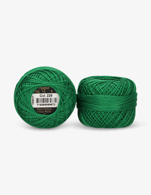 Anchor Pearl Cotton 8 Embroidery Thread 10g Ball - Green (0228)