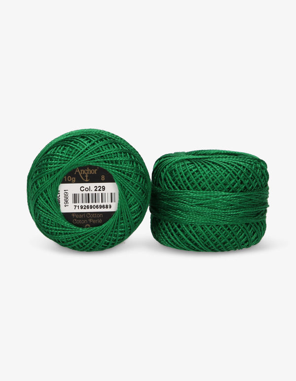 Anchor Pearl Cotton 8 Embroidery Thread 10g Ball - Green (0229)
