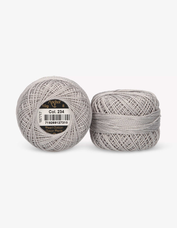 Anchor Pearl Cotton 8 Embroidery Thread 10g Ball - Grey (0234)