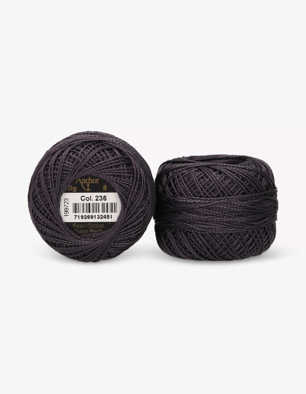 Anchor Pearl Cotton 8 Embroidery Thread 10g Ball - Grey (0236)