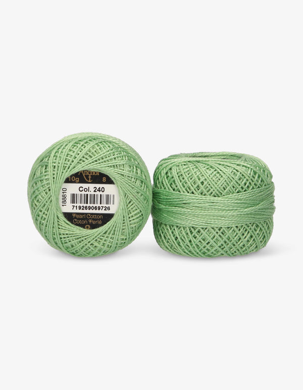 Anchor Pearl Cotton 8 Embroidery Thread 10g Ball - Green (0240)