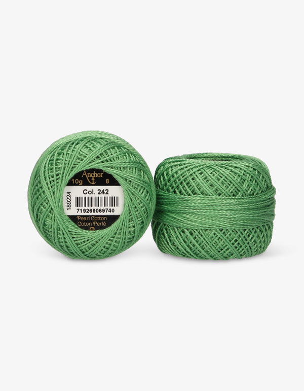 Anchor Pearl Cotton 8 Embroidery Thread 10g Ball - Green (0242)