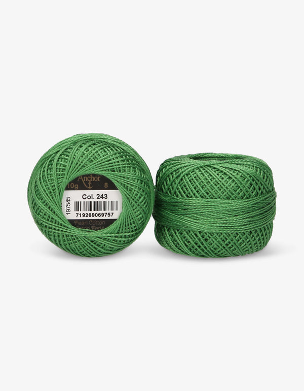 Anchor Pearl Cotton 8 Embroidery Thread 10g Ball - Green (0243)