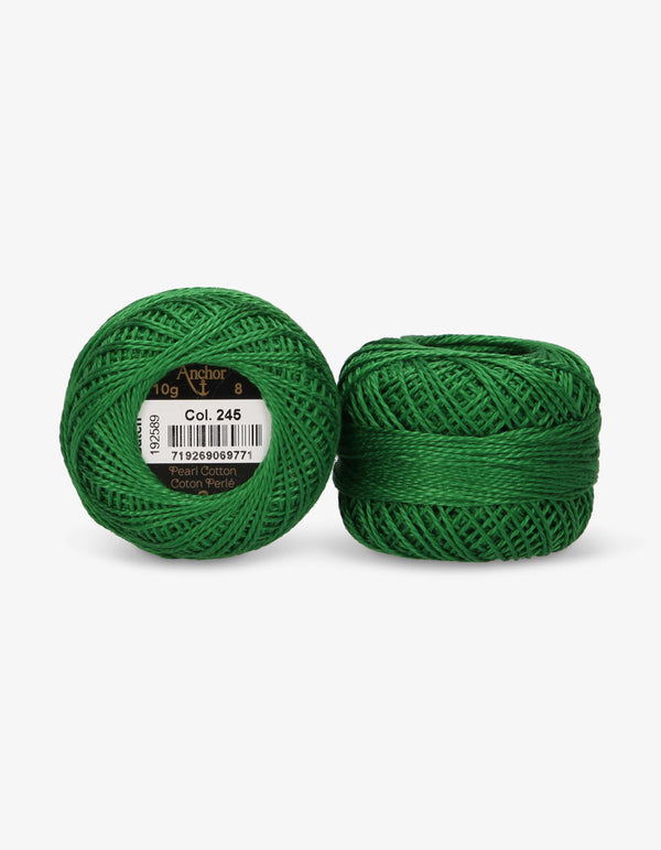 Anchor Pearl Cotton 8 Embroidery Thread 10g Ball - Green (0245)