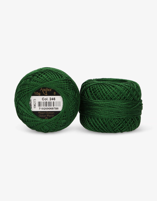 Anchor Pearl Cotton 8 Embroidery Thread 10g Ball - Green (0246)