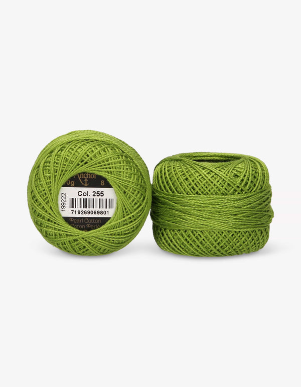 Anchor Pearl Cotton 8 Embroidery Thread 10g Ball - Green (0255)
