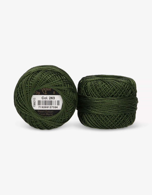 Anchor Pearl Cotton 8 Embroidery Thread 10g Ball - Green (0263)