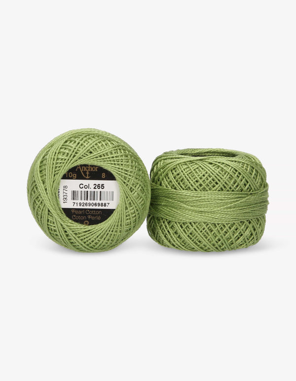 Anchor Pearl Cotton 8 Embroidery Thread 10g Ball - Green (0265)