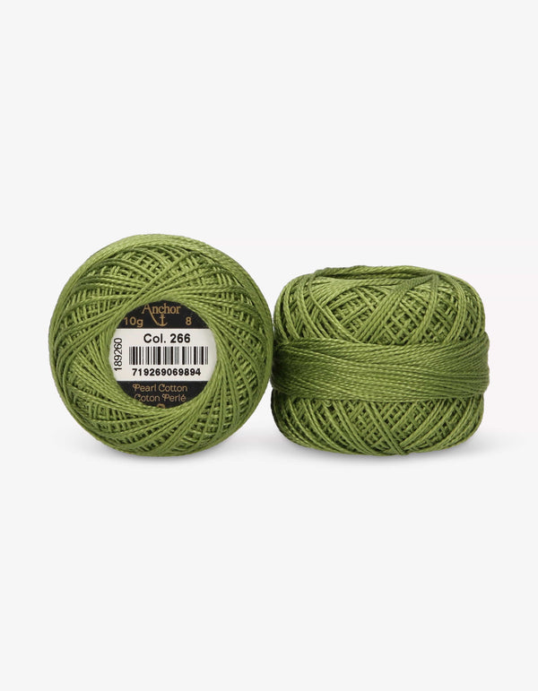 Anchor Pearl Cotton 8 Embroidery Thread 10g Ball - Green (0266)